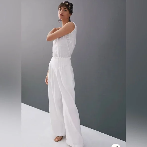 ANTHROPOLOGIE CORSET FRONT TROUSERS SIZE 6 COLOR IVORY NWT - Picture 3 of 9